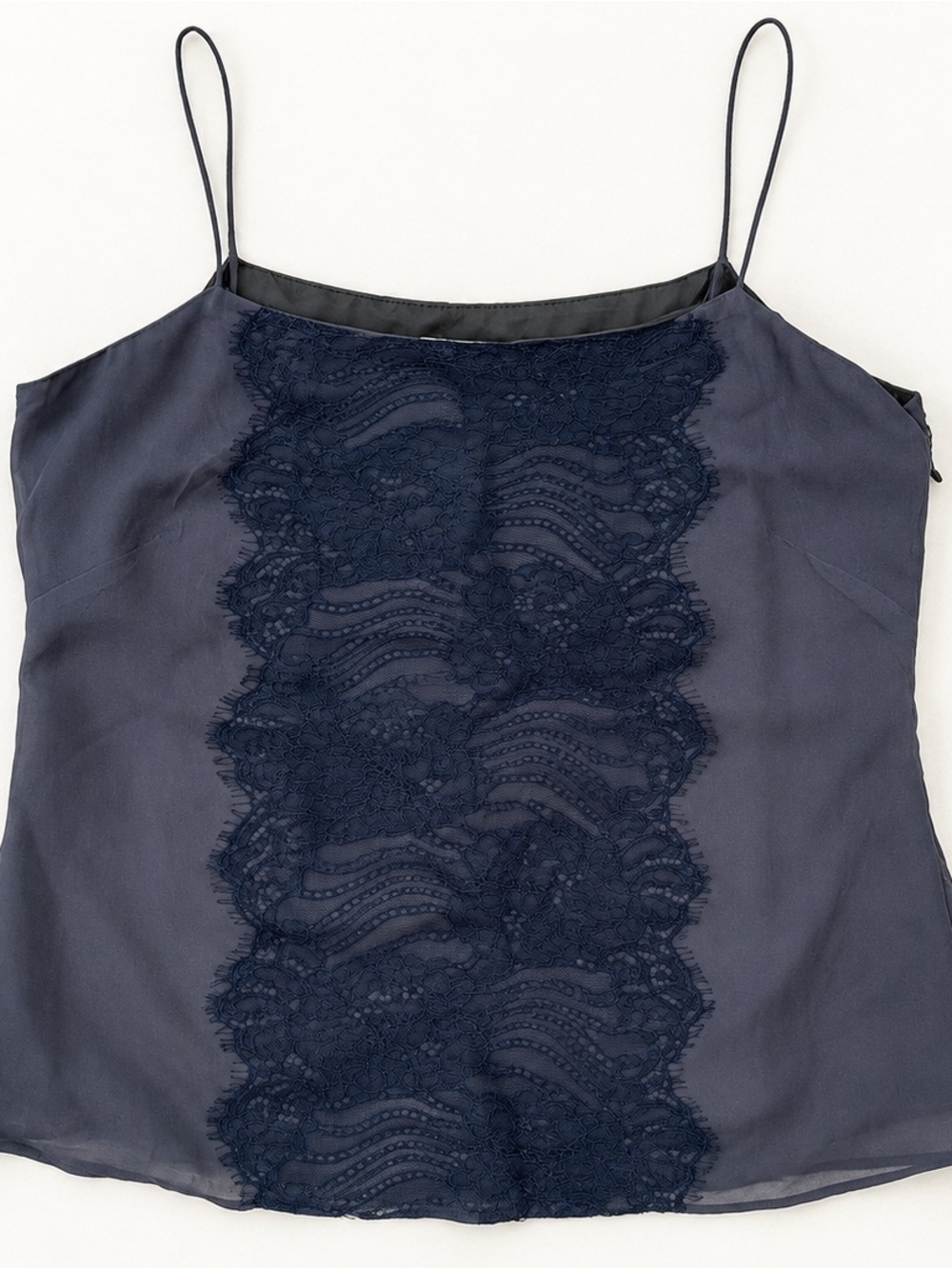 J. Crew Navy Lace-Front Silk Camisole, Size 4